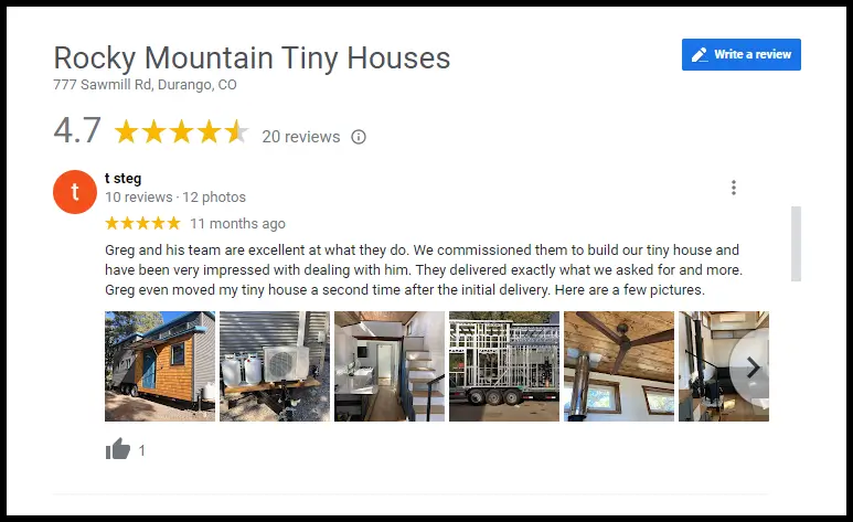 Tiny house reviews about Rocky Mountain Tiny Houses builders