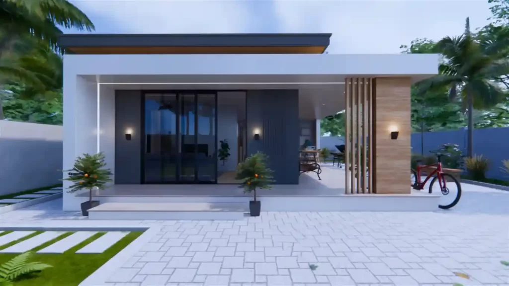 Modern Tiny House Design Idea of Single Bedroom And Bathroom 4.5x7 Meteres