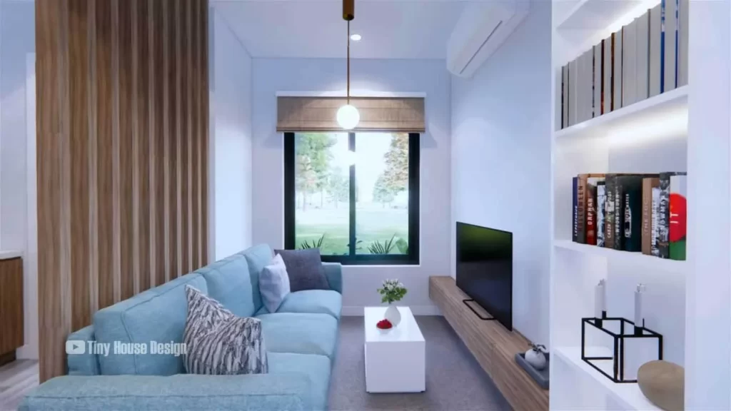 Living Room of Box Type Tiny House Design Idea With 1 Bedroom 4x6 Meters
