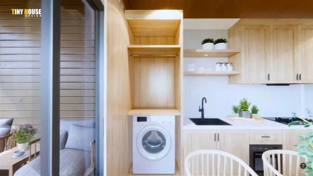 laundry of 1 Bedroom, 1 Bathroom Tiny House Design Idea 4.5x7 Meters