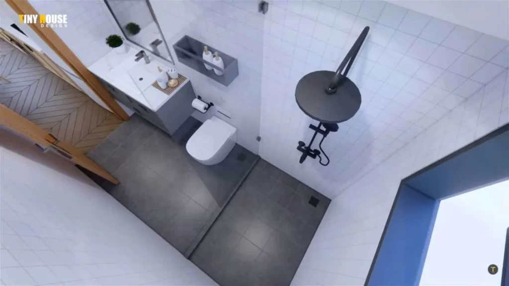 Bathroom of 1 Bedroom, 1 Bathroom Tiny House Design Idea 4.5x7 Meters