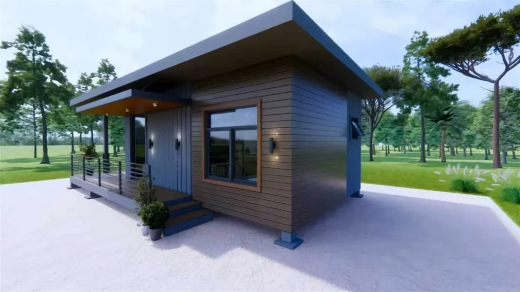 Exterior of 1 Bedroom, 1 Bathroom Tiny House Design Idea 4.5x7 Meters
