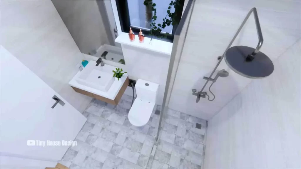 bathroom of 7.5m x 8m House plan with 2Bedroom, 2Bathroom