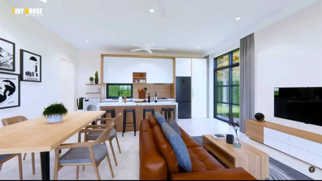 living area Two Bedroom Beautiful Small House Design Idea 9x9 Meters